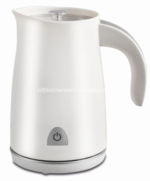 White electric milk frother with handle coffee maker stainless steel