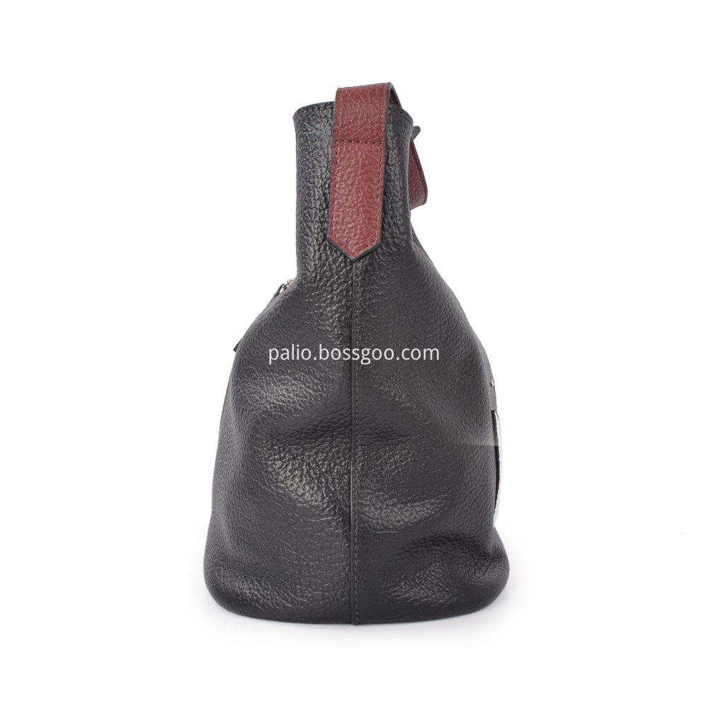 trend top leather lady hand bag women drawstring bucket bag