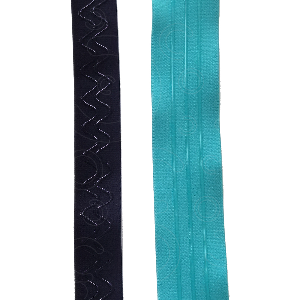 Elastic ribbon with silicone antislip strip Elastic ribbon with silicone antislip strip