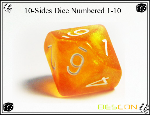 10-Sides Dice Numbered 1-10