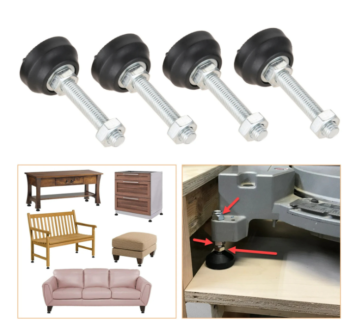 Adjustable Furniture Foot Thread Nylon Metal Glide Leveling Feet M8 M10 M12 (4) Adjustable Furniture Foot Thread Nylon Metal Glide Leveling Feet M8 M10 M12 (4)