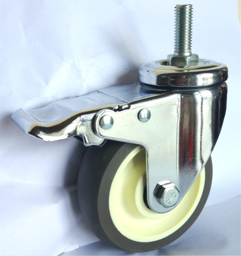 Medium Duty Thread Stem Brake Tpr Caster Wheels