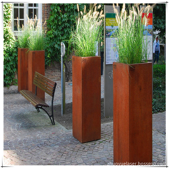 corten steel flower planter