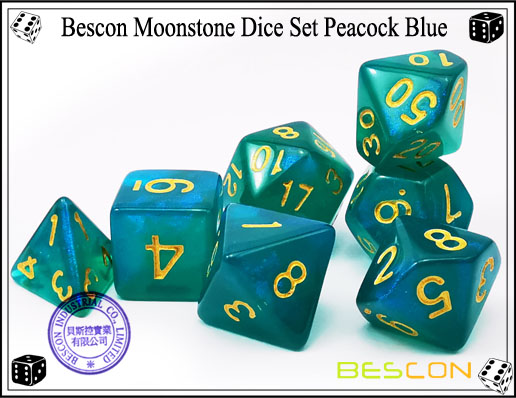 Набор павлиньих голубых кубиков-1 Peacock Blue Dice Set-1