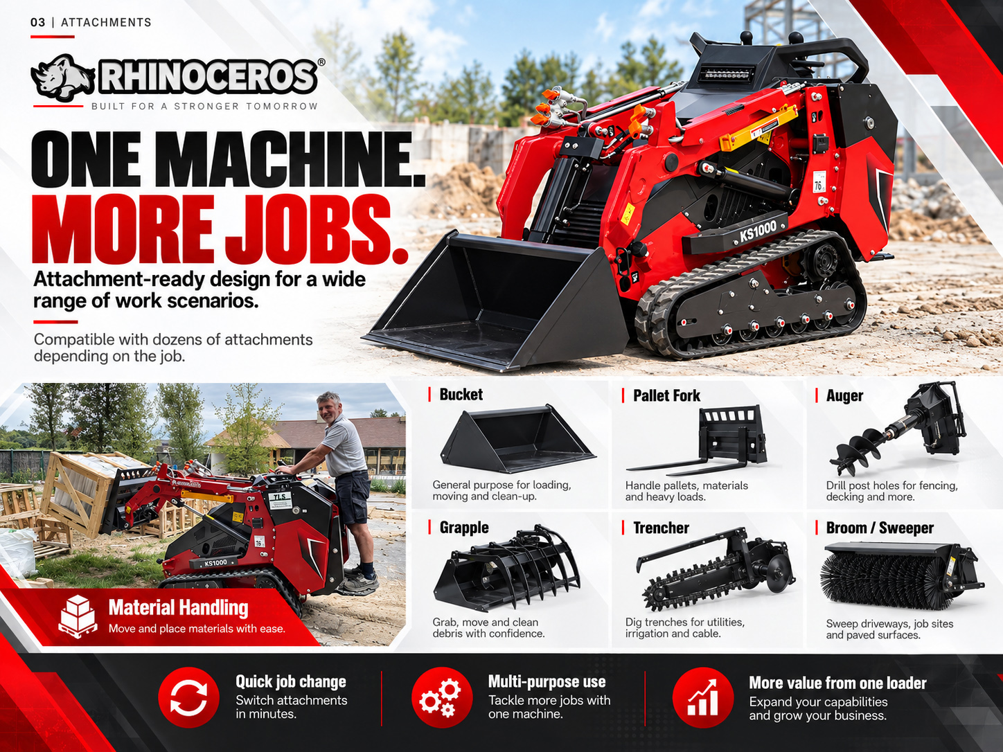 KS1000 attachment-ready compact tracked loader RHINOCEROS KS1000 attachment-ready compact tracked loader