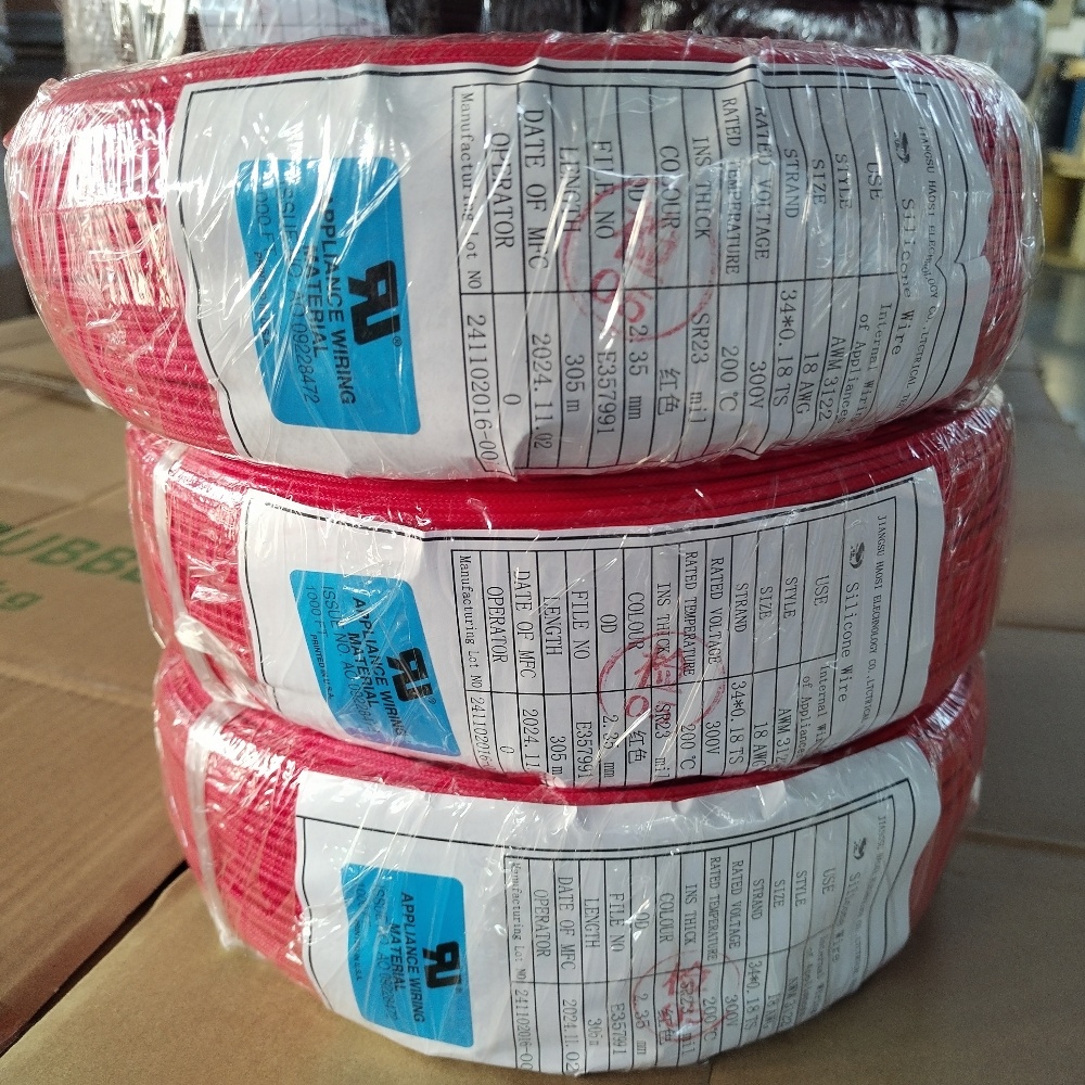 Silicone braid wire UL3122 18# RED Silicone braid wire UL3122 18# RED