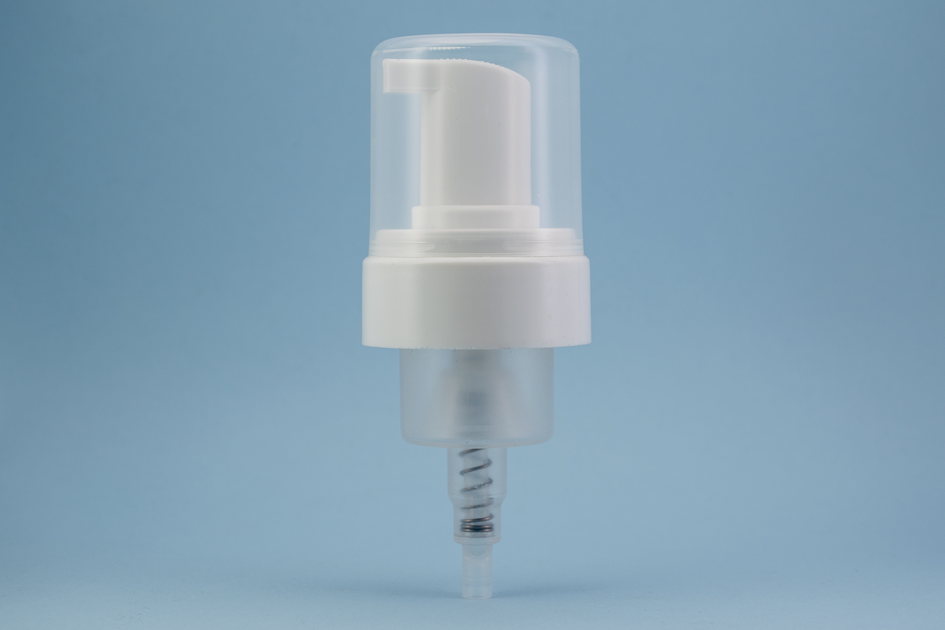 43MM white smooth foamer pump with transparent cap 43MM white smooth foamer pump with transparent cap