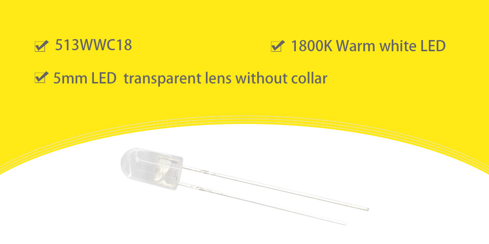 5mm White LED 1800k Warm White Color 5mm White LED 1800k Warm White Color