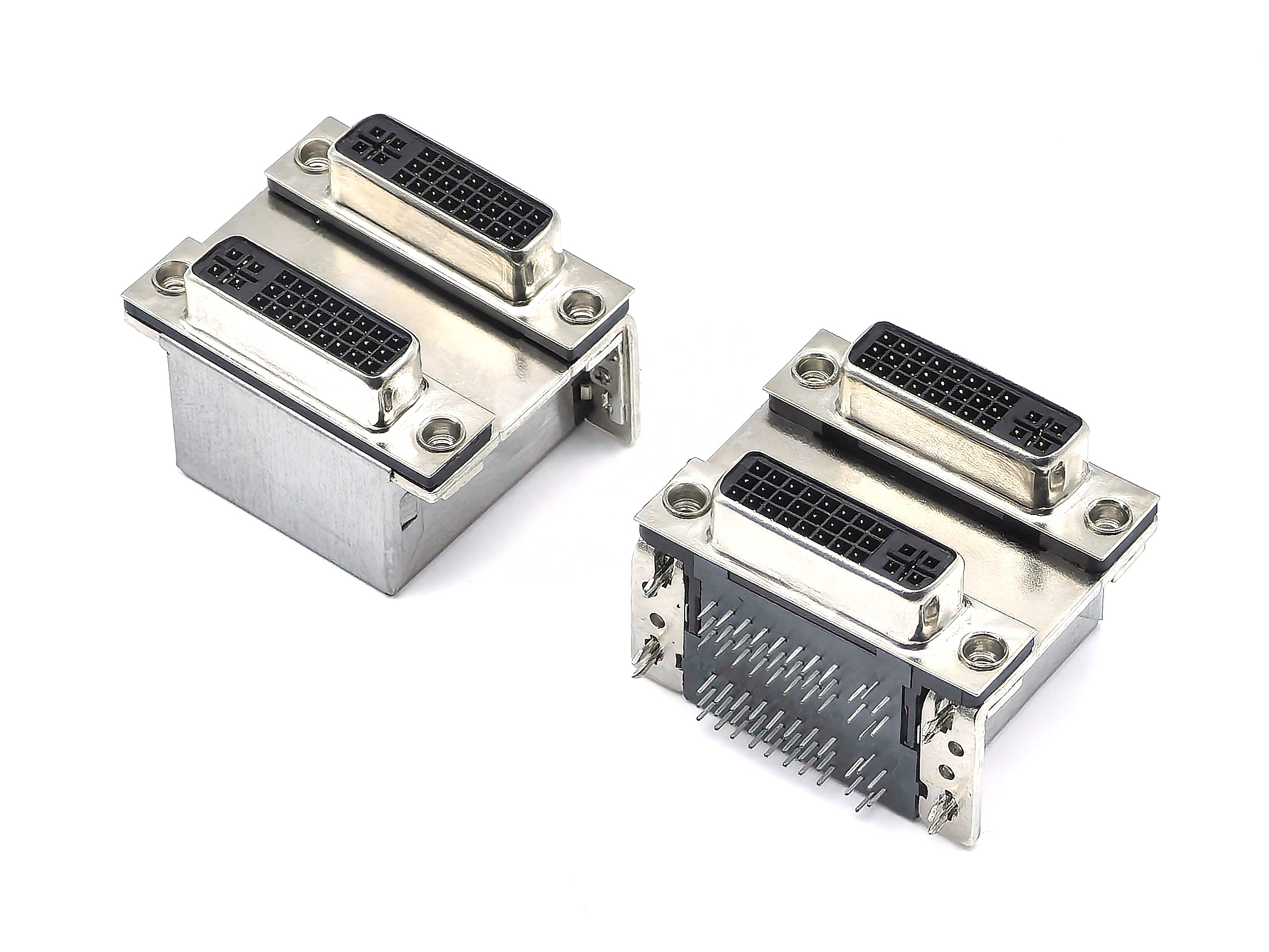 DVI Dualport Connector: DVI-24+5 Female Receptacle Right-Angle DIP Panel-Mount Black Plastic DVI Dualport Connector: DVI-24+5 Female Receptacle Right-Angle DIP Panel-Mount Black Plastic