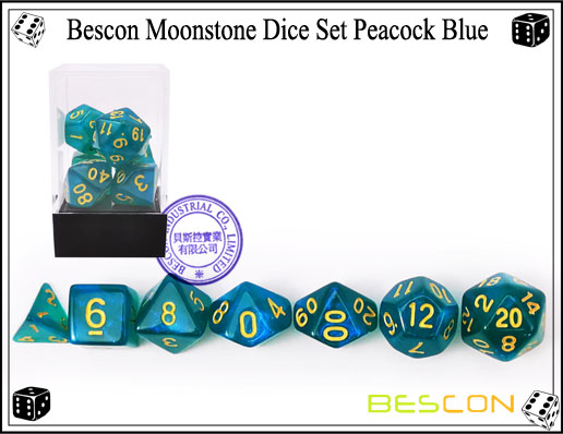 Набор павлиньих костей-5 Peacock Blue Dice Set-5