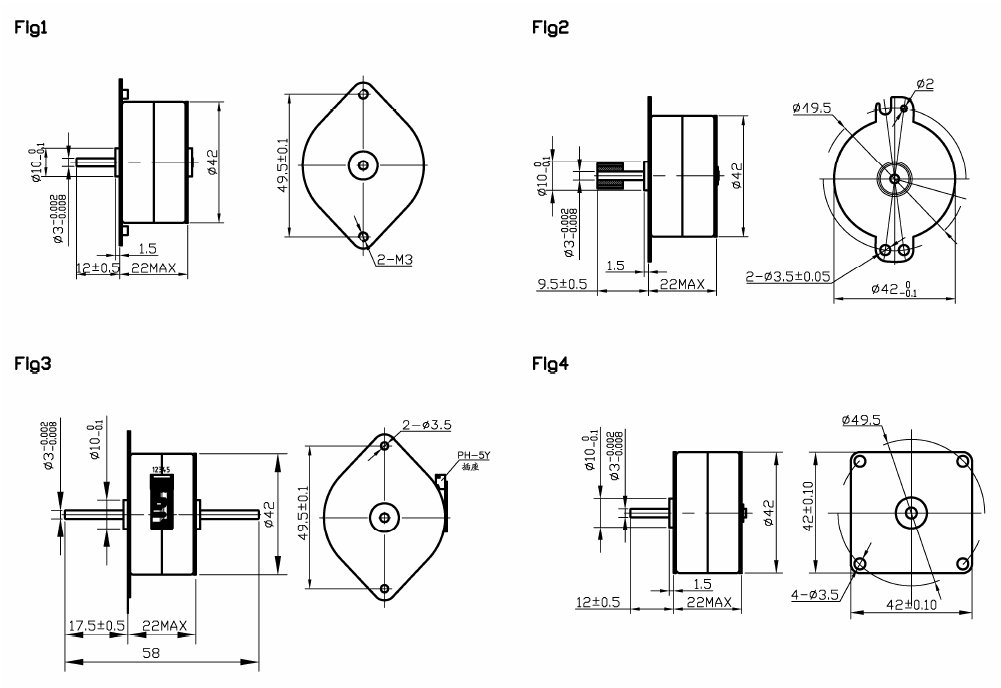 NEMA 17 PM stepper motors 4 phase windings 7.5°, 12v stepper motor
