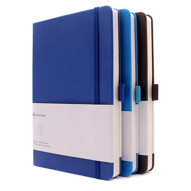 Caderno de couro feito sob encomenda da capa dura A5 com suporte da pena A5 Hardcover Custom Leather Notebook With Pen Holder