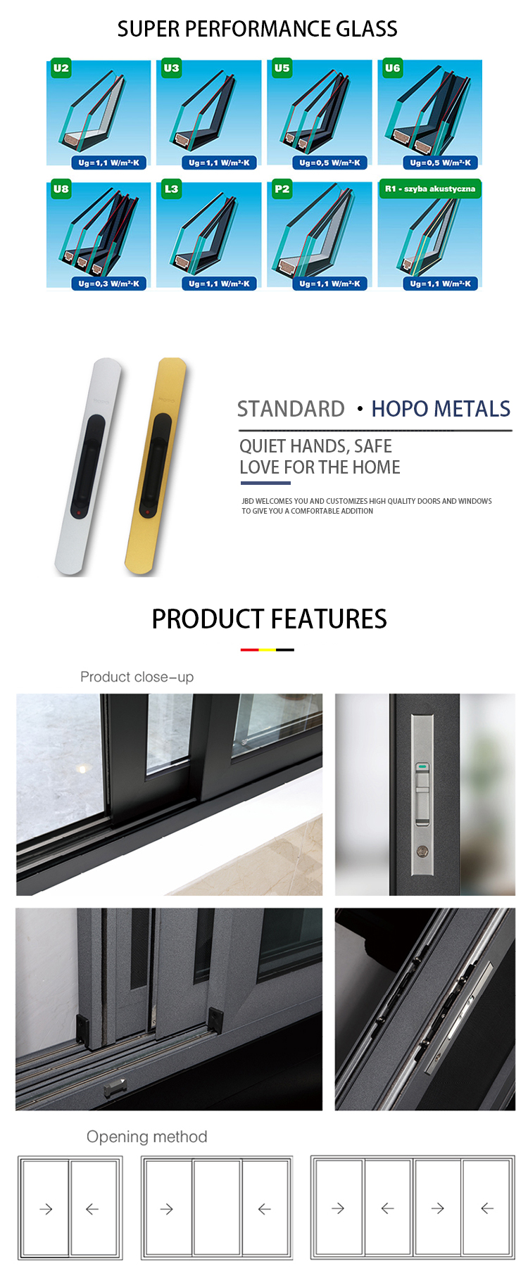 Multi Point Locking System for Aluminum Sliding Door Security