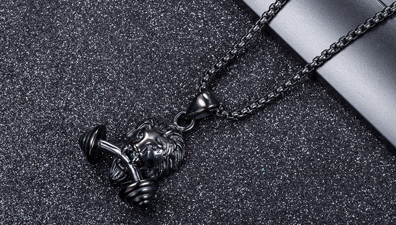 ライオンバーベルペンダントネックレス Lion Barbell Pendant Necklace