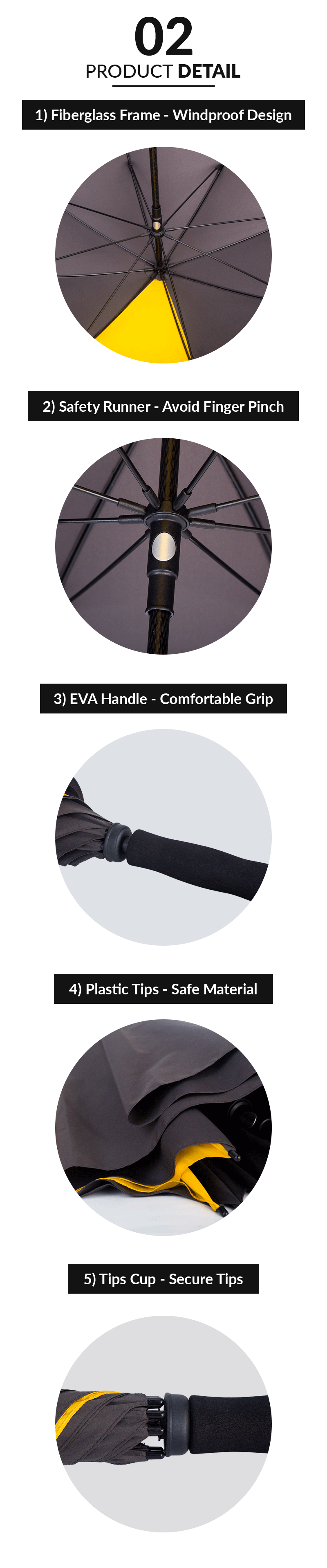 parapluie de golf gris golf umbrella grey