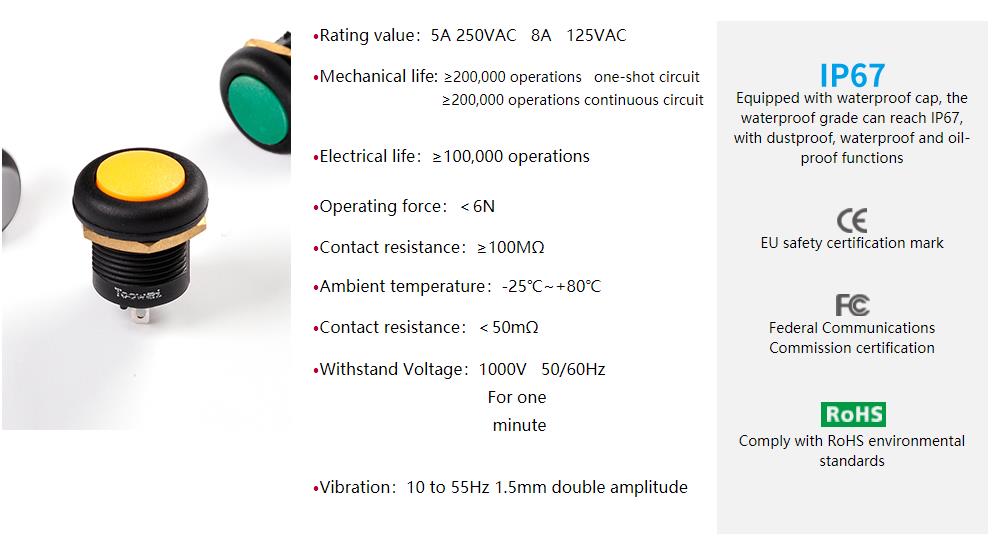 Double channel button switch with light Double channel button switch with light
