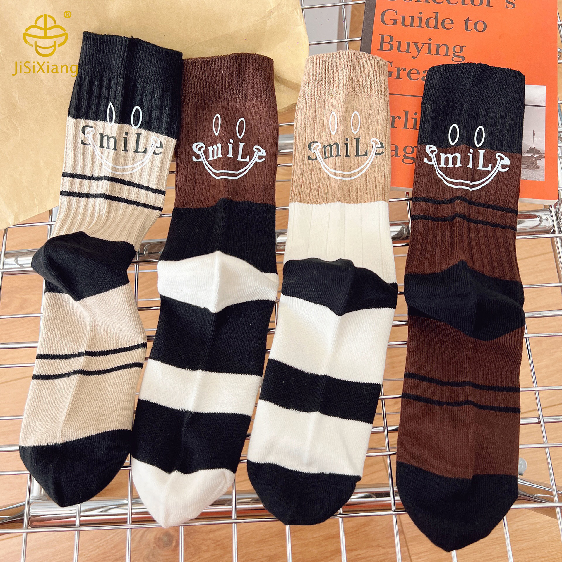 hot stamping smiley face contrasting mid tube socks hot stamping smiley face contrasting mid tube socks