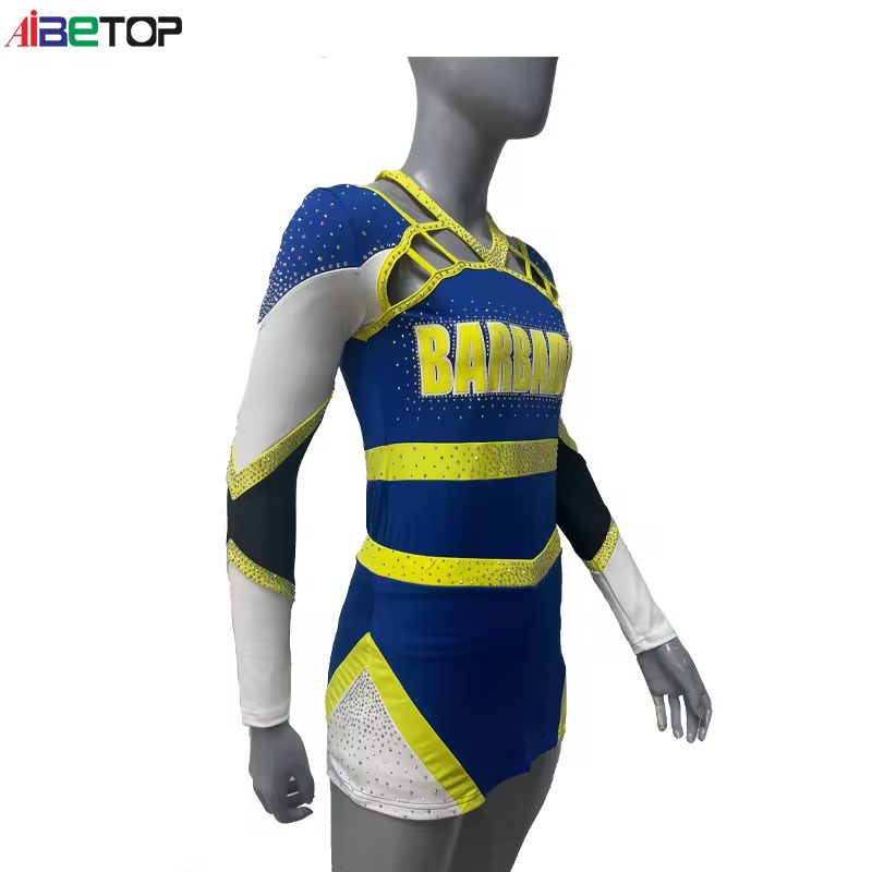 Custom All Star Cheerleading Uniforms Blue White Long Sleeve Cheerleading Uniforms7 Custom All Star Cheerleading Uniforms Blue White Long Sleeve Cheerleading Uniforms7