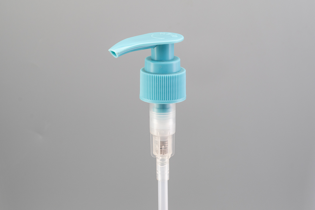 20/410 Blue Ribbed Up-Down Lock Lotion Pump 20/410 Blue Ribbed Up-Down Lock Lotion Pump