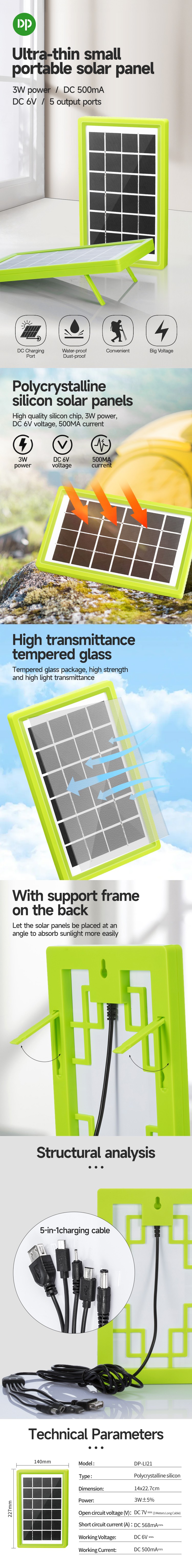 Portable Mini Solar Panel Emergency Power 3 Watt-Li21-detail Portable Mini Solar Panel Emergency Power 3 Watt-Li21-detail