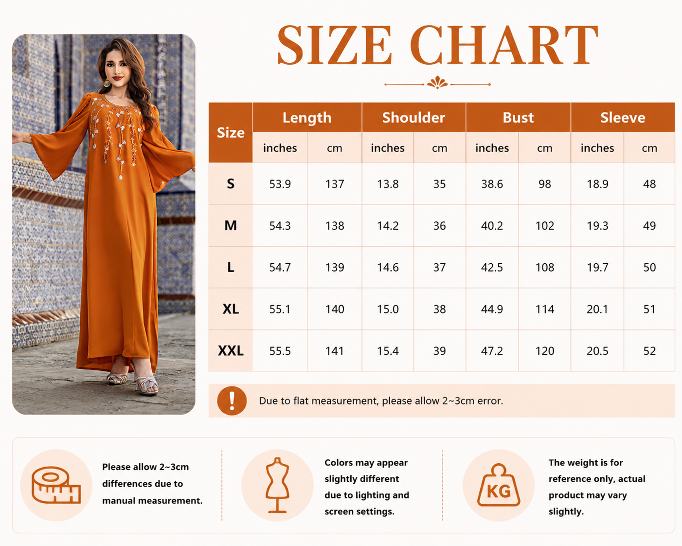 Hand Beaded Orange Linen Abaya Dress Hand Beaded Orange Linen Abaya Dress