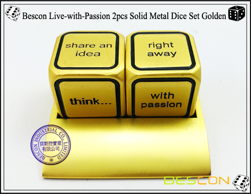 Bescon Live-with-Passion 2pcs Juego de dados de metal sólido Golden-3 Bescon Live-with-Passion 2pcs Solid Metal Dice Set Golden-3
