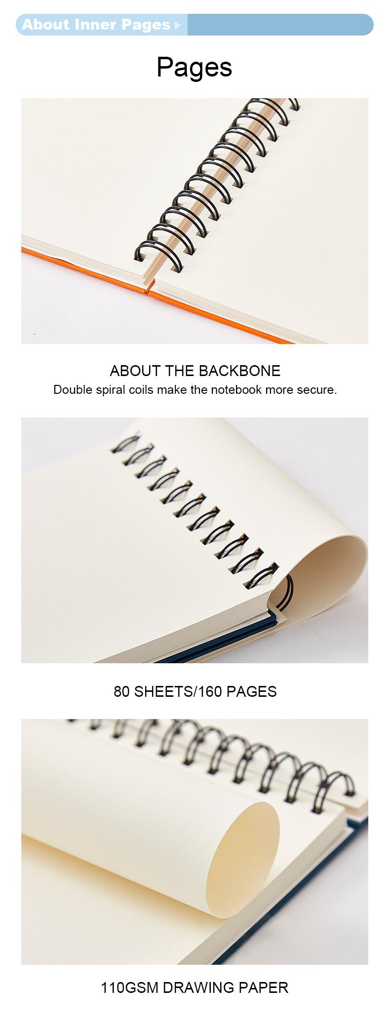 Paper hardcover spiral sketchbook notebook12 Paper hardcover spiral sketchbook notebook12
