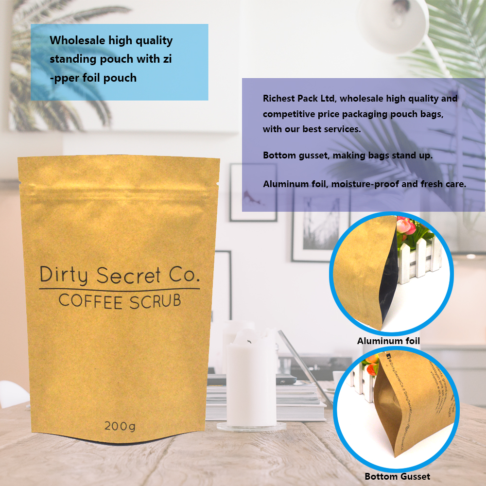 Heat seal gekleurde aluminiumfolie Kraft koffietas Heat seal colored aluminum foil Kraft coffee bag