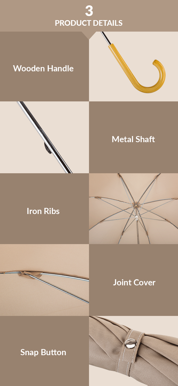 Lichtbruine handleiding Open rechte paraplu Light Brown Manual Open Straight Umbrella