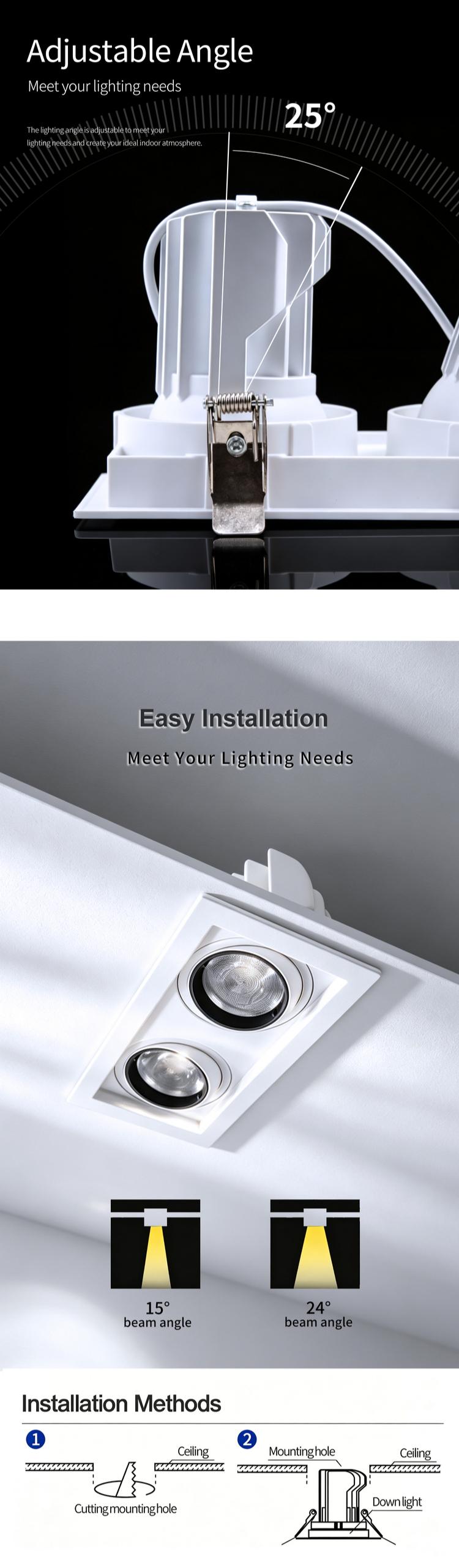 Double Heads Square Square Recessed LED Downlight Double Heads Square Square Recessed LED Downlight