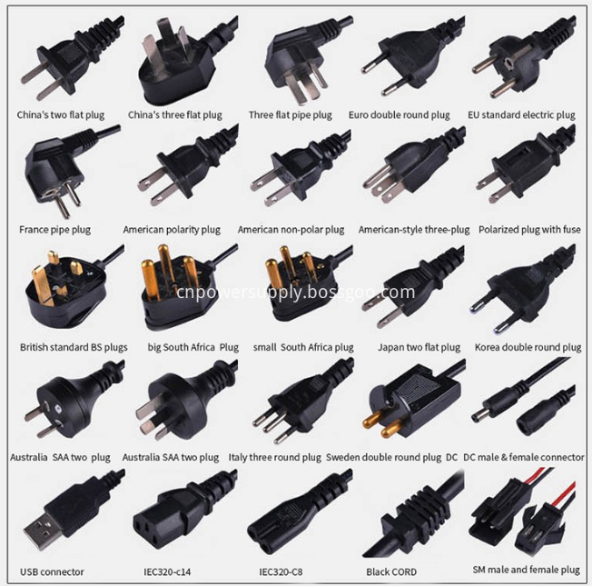 Enchufe del cable de CA para cambiar el adaptador de corriente AC cable plug for switching power adapter