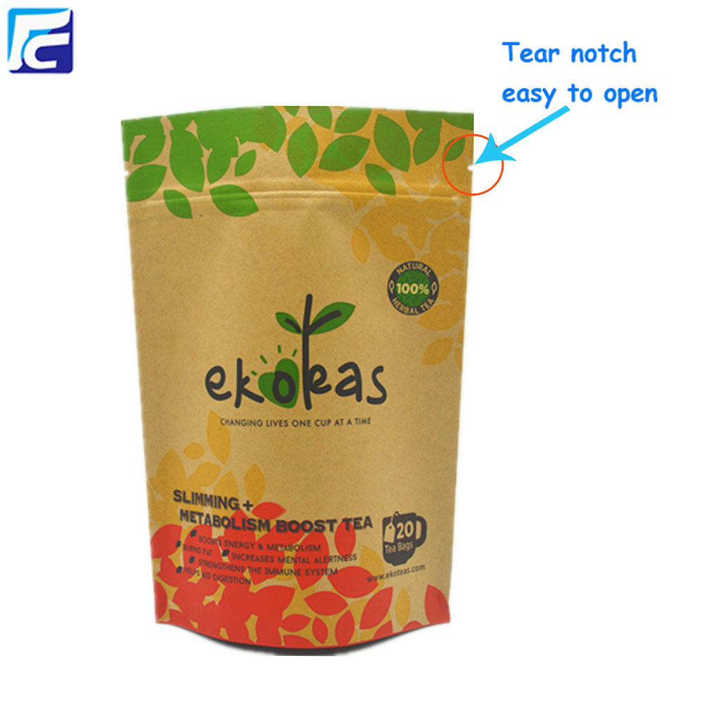 Custom printed foil kraft paper pouch for tea Custom printed foil kraft paper pouch for tea