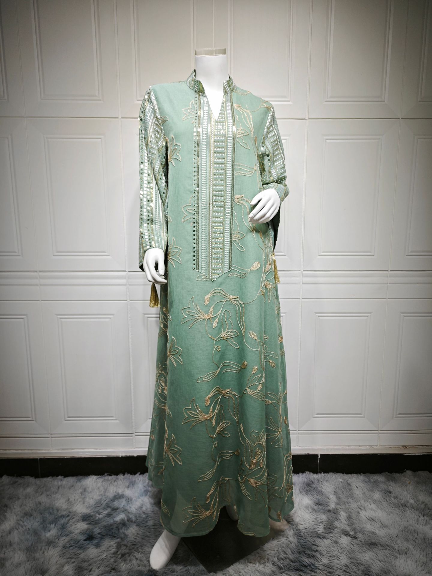 Sequin Floral Embroidered Maxi Abaya Sequin Floral Embroidered Maxi Abaya