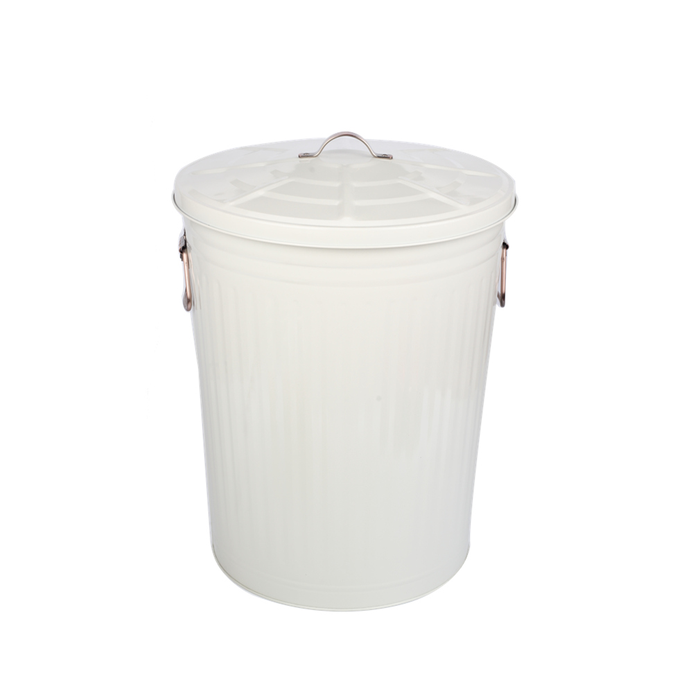 white color trash can