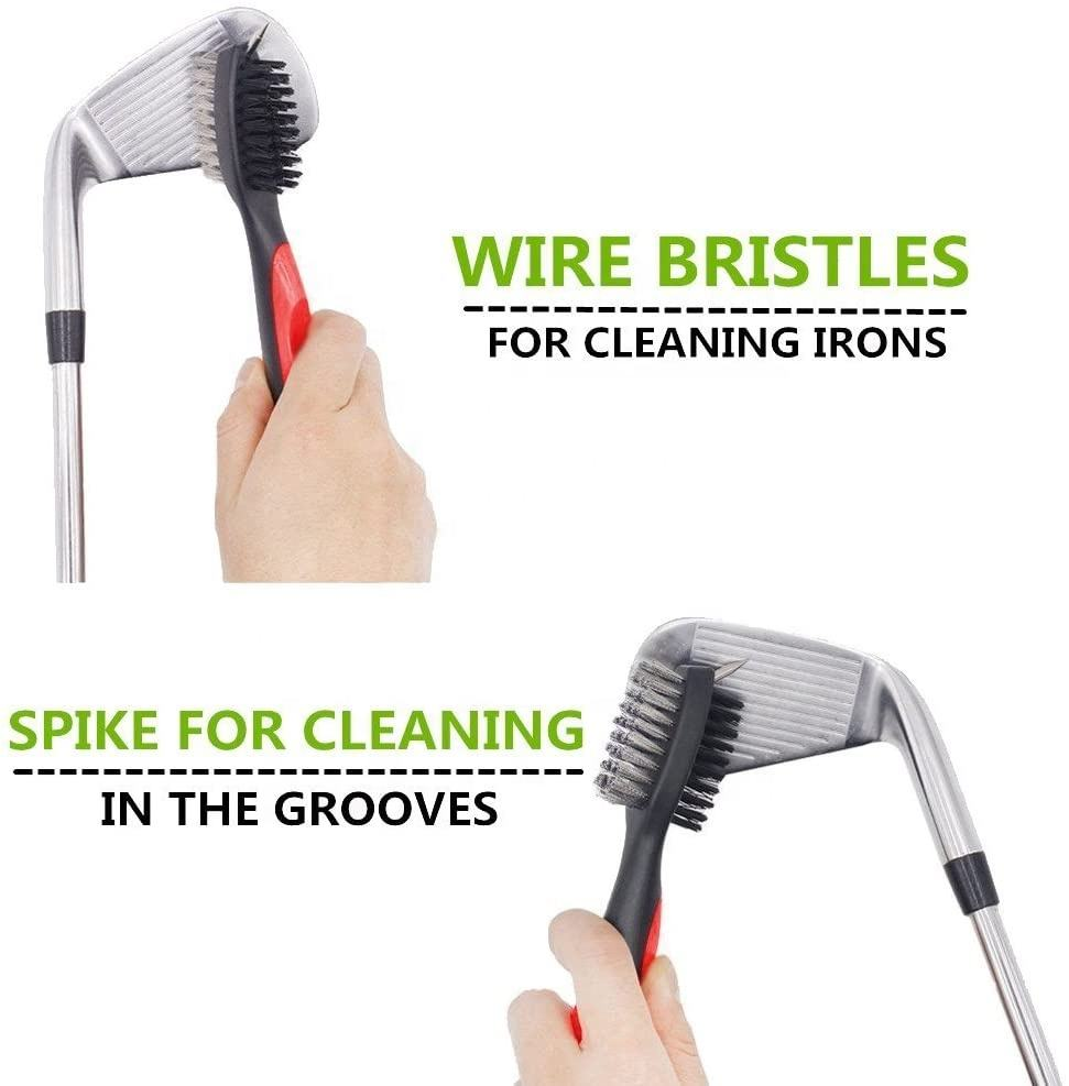 Double Sided 3-in-1 Golf Club Cleaner Brush with Steel Bristles Golf Bag Compatible Cleaning Tool2 Double Sided 3-in-1 Golf Club Cleaner Brush with Steel Bristles Golf Bag Compatible Cleaning Tool2