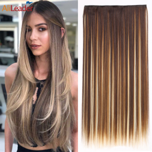 Alileader Cheap Multi Color Highlight Heat Resistant Fiber Synthetic 5 Clips Clip In Hair Extension