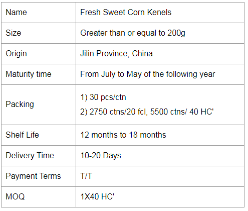 Sweet Corn Kernels 200g