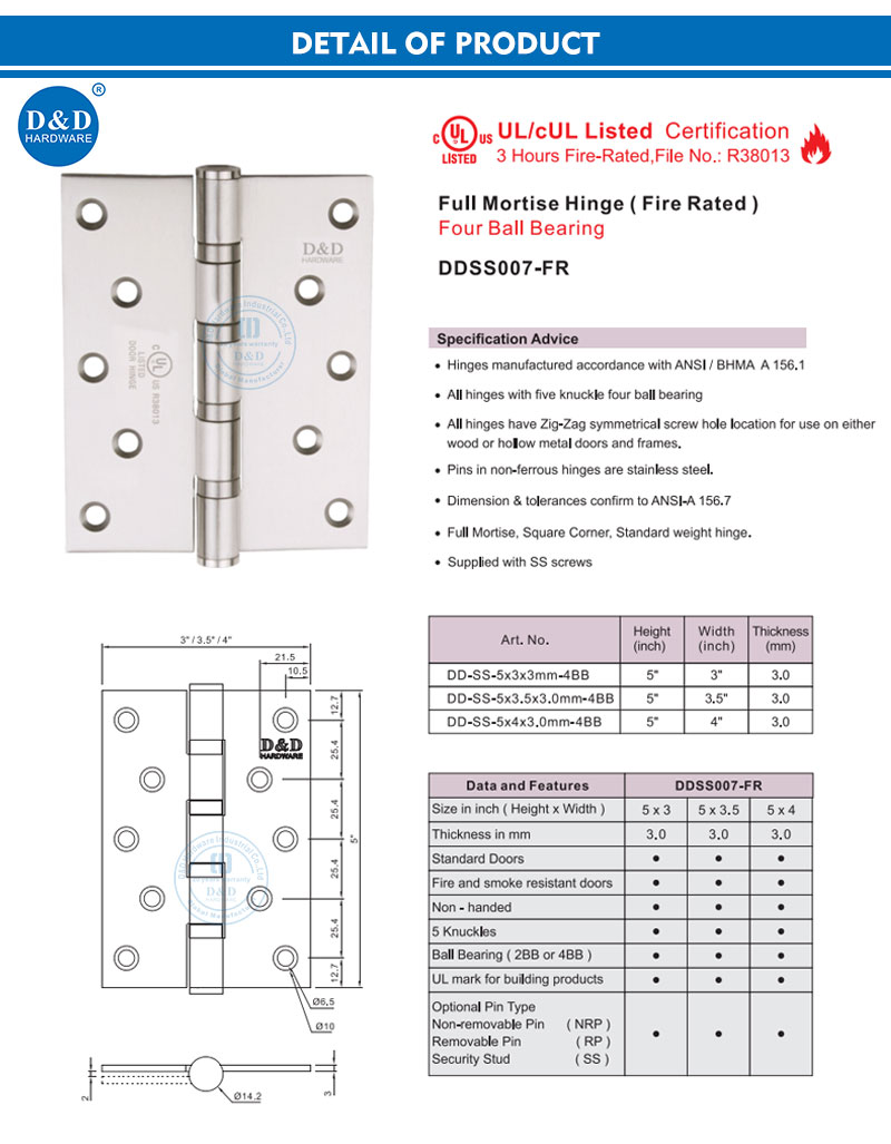 DDSS007-FR dimension drawing and three 3.0 mm four-bearing hinge widths DDSS007-FR dimension drawing and three 3.0 mm four-bearing hinge widths