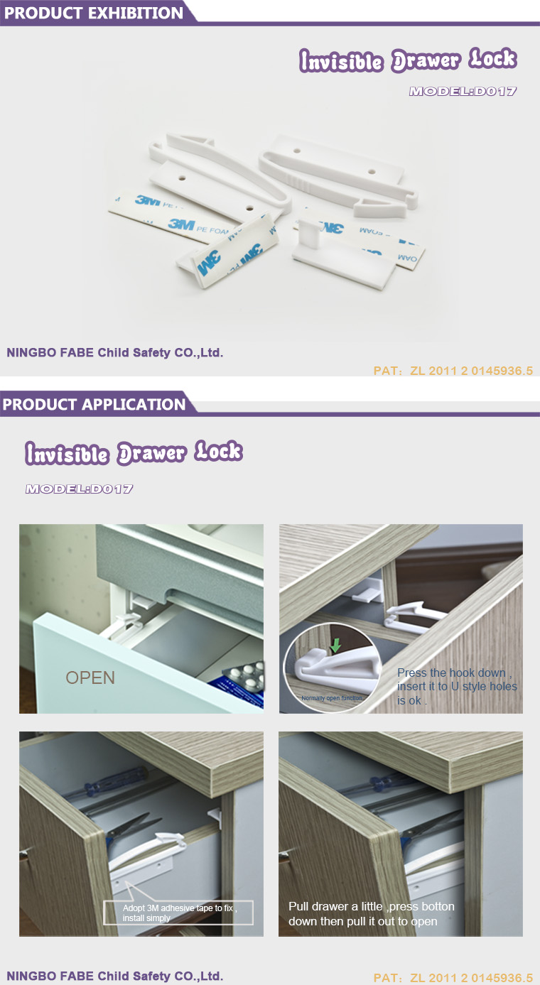 Toddler Görünmez Çekmece Kilitleri Toddler Invisible Drawer Locks