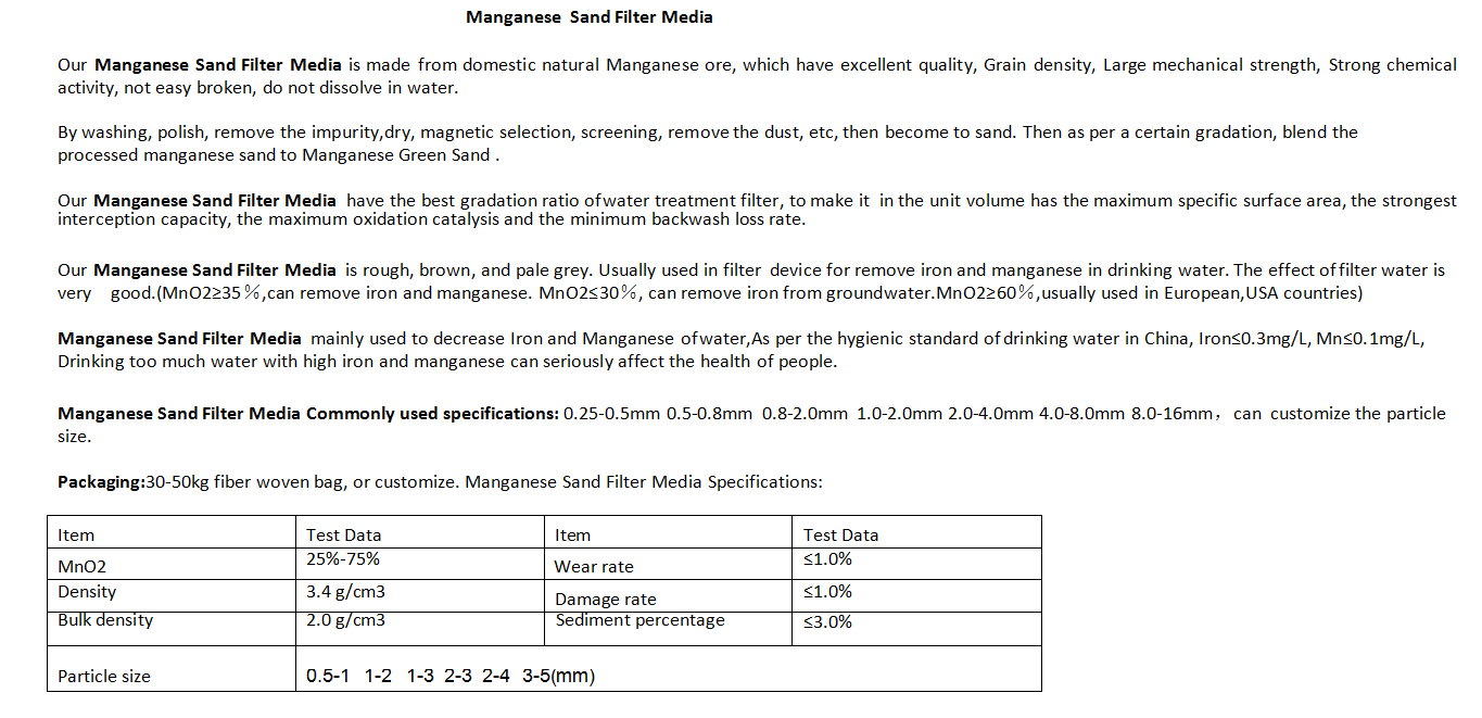 Manganese Sand Filter Media Manganese Sand Filter Media
