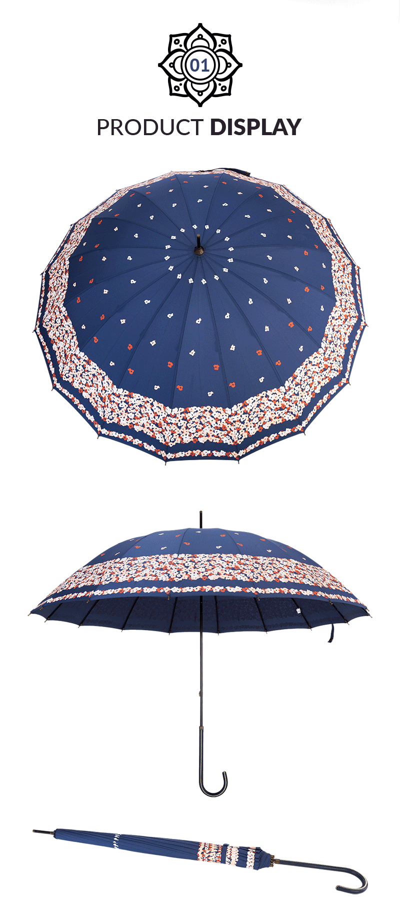 16のPrint骨は女性S手の開いたまっすぐな傘Oemを印刷しました 16 Ribs Printed Women S Hand Open Straight Umbrella Oem