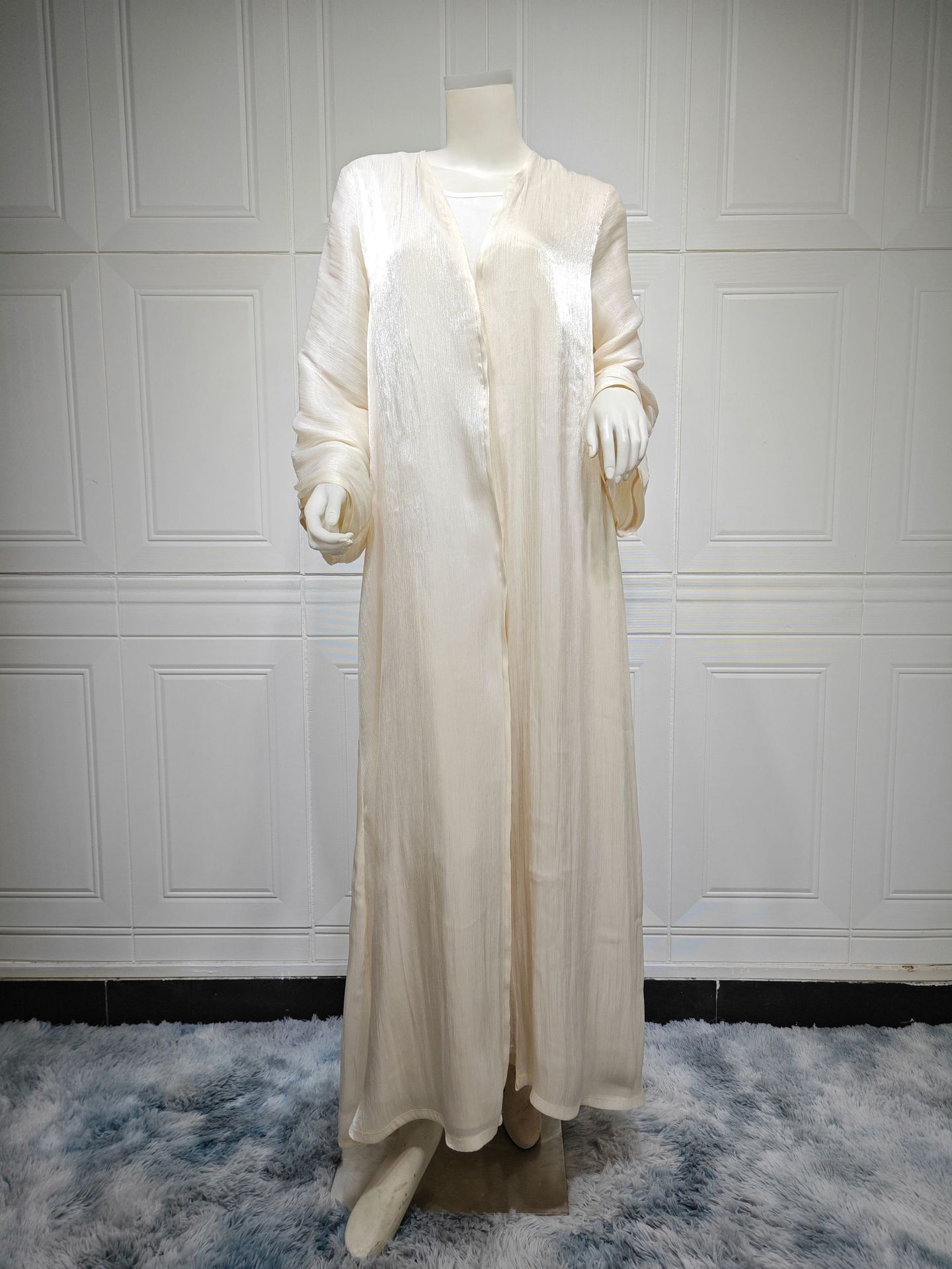 Luxury Satin Open Kimono Abaya Elegant Open Front Satin Abaya Dubai Style