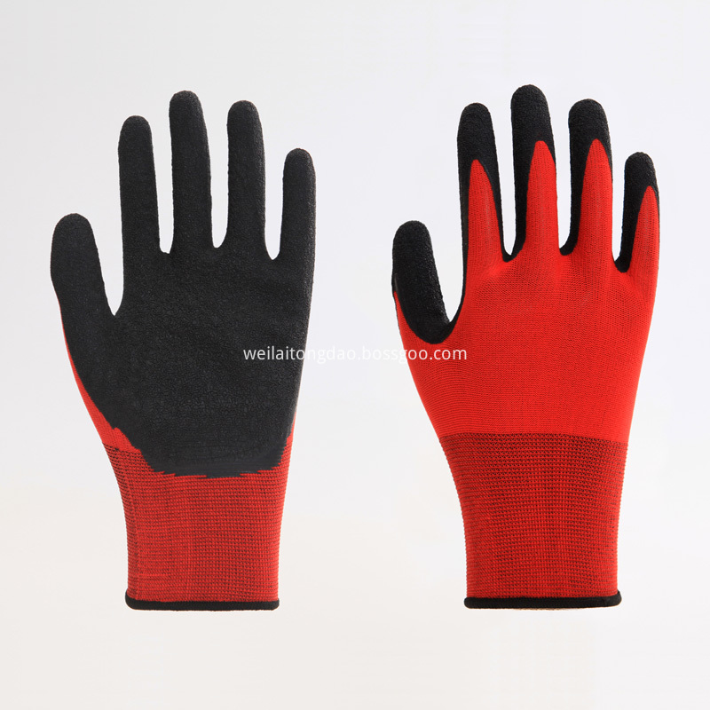 Nylon Liner Latex Coating Crinkle Working Gloves