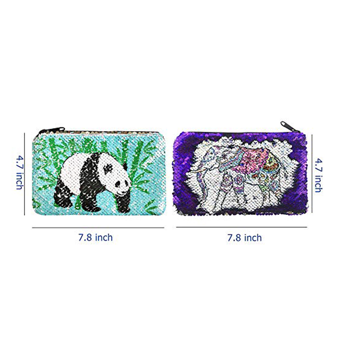 Sequin Pencil Case Panda Elephant Pattern 4 Sequin Pencil Case Panda Elephant Pattern 4