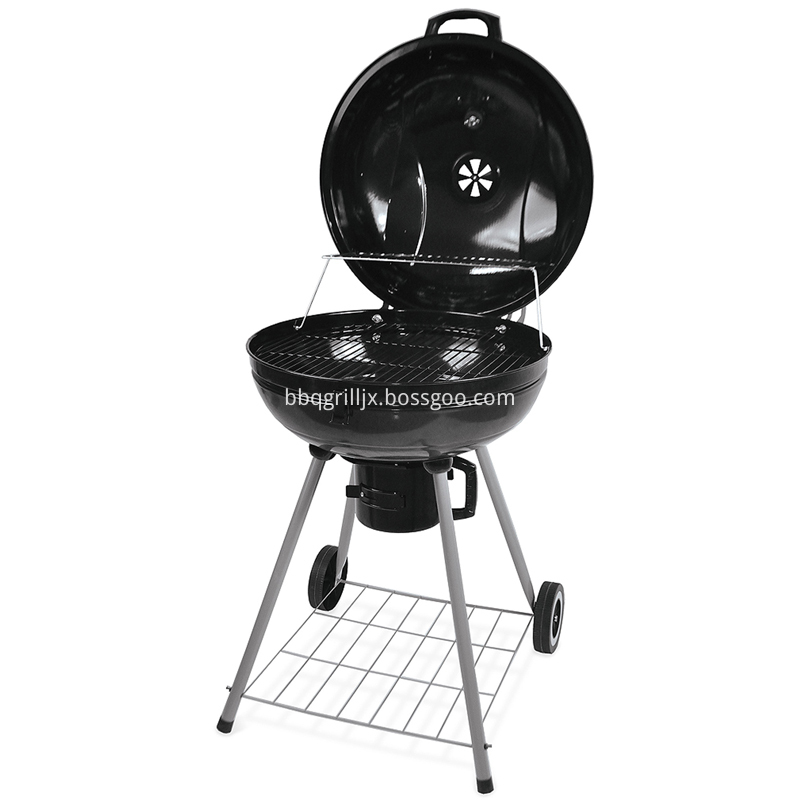 22 5 Inch Kettle Glossy Porcelain Charcoal Grill Opening View