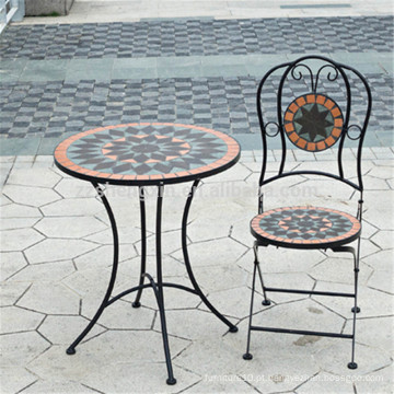 China Mobiliario De Jardim De Ferro Forjado Mesa De Mosaico E Conjunto De Cadeiras Fabricantes