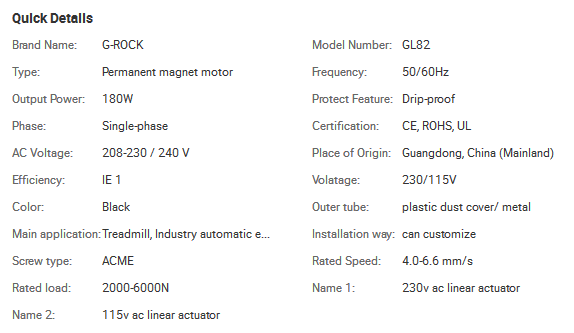 GRA series ac linear motor/ 230vac lifting using linear motor, customized