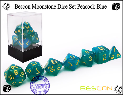 Набор павлиньих голубых кубиков-7 Peacock Blue Dice Set-7