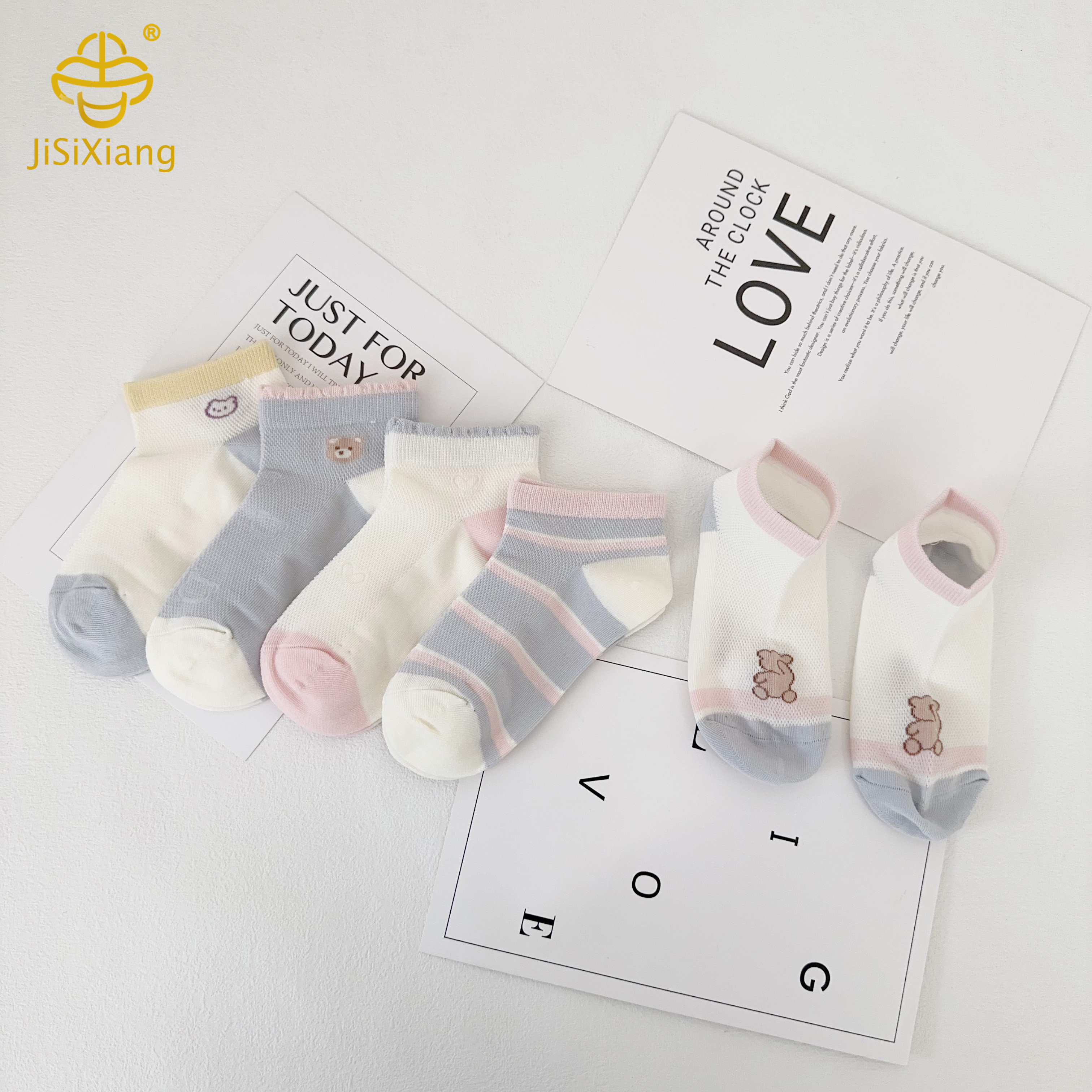 Cartoon Bear Short Socks Mesh Breathable Cartoon Bear Short Socks Mesh Breathable