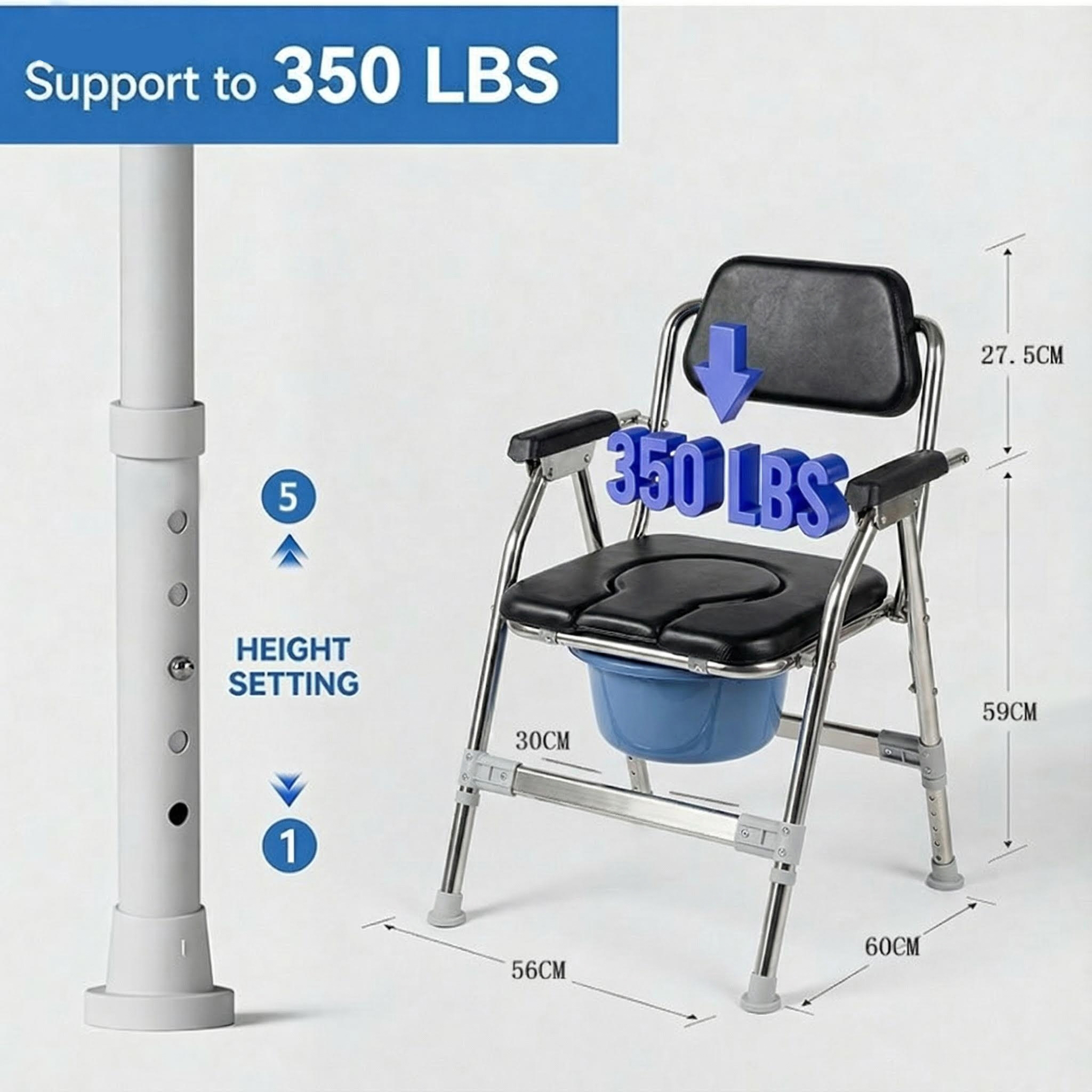 No Installation Antislip Foldable Move Rehabilitation Adult High-carbon Steel Adjustable Height 350lbs Bearing Commode Chair2 No Installation Antislip Foldable Move Rehabilitation Adult High-carbon Steel Adjustable Height 350lbs Bearing Commode Chair2